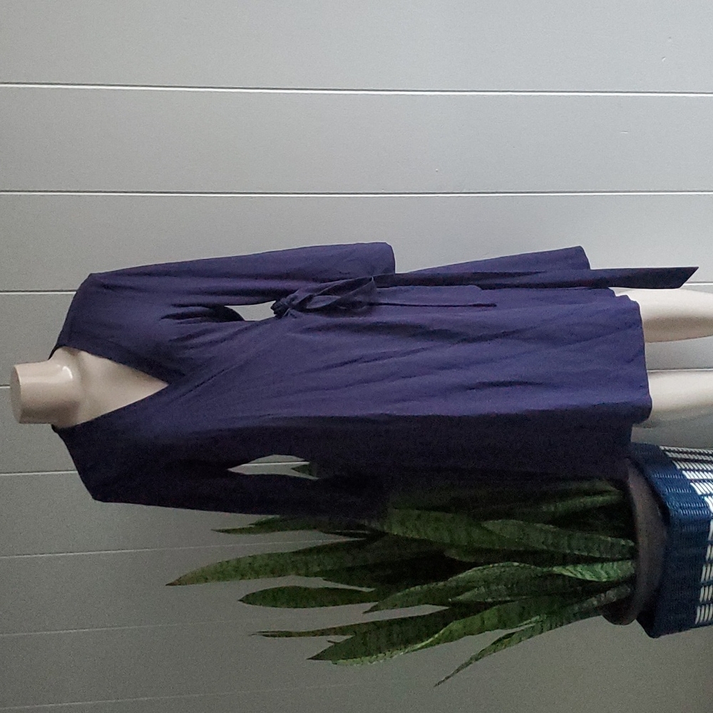 Windy Williams Women's Wrap Dress Navy Blue Longsleeve Size Medium